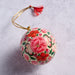 Painted Bright Florals Paper Mache Ball Ornament